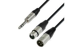 Adam Hall K4 YVMF 0180 - Cable de Audio REAN de Jack 6,3 mm estéreo a XLR macho y XLR hembra