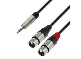 Adam Hall  K4 YWFF 0180 - Cable de Audio REAN de Minijack 3,5 mm estéreo a 2 XLR hembra 1,8 m