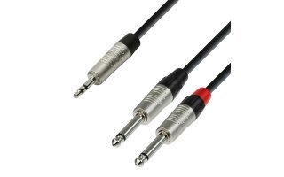 Adam Hall Cables K4 YWPP 0090 - Cable de Audio REAN de Minijack 3,5 mm estéreo a 2 Jacks 6,3 mm