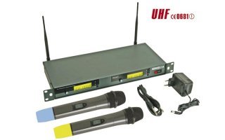 Doble micrófono PLL UHF inalámbrico de 8 canales con pantalla
