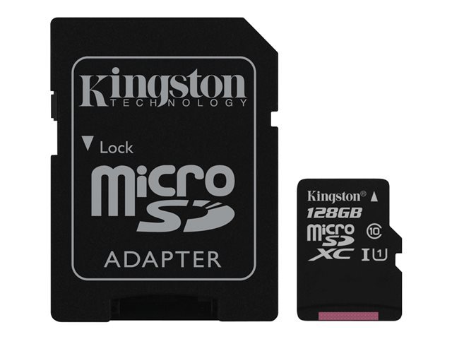 Kingston SDC10G2/128GB - Tarjeta microSD de 128GB (clase 10 UHS-I 45MB/s) con adaptador SD