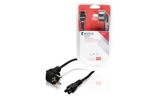 Cable de alimentación CEE 7/4 en ángulo (schuko) - IEC-320-C5 de 2,00 m en negro