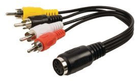 Cable adaptador de audio 4 RCA macho - DIN hembra de 5 pines de 0.20 m en color negro