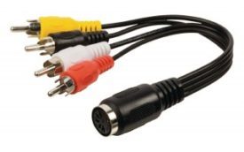 Cable adaptador de audio 4 RCA macho - DIN hembra de 5 pines de 0.20 m en color negro