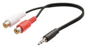 Cable adaptador de audio jack estéreo macho de 3.5 mm - 2 RCA hembra de 0.20 m en color negro