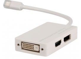 Multi adaptador Mini DisplayPort Mini DisplayPort - DVI + DP + HDMI 0,20 m en color blanco